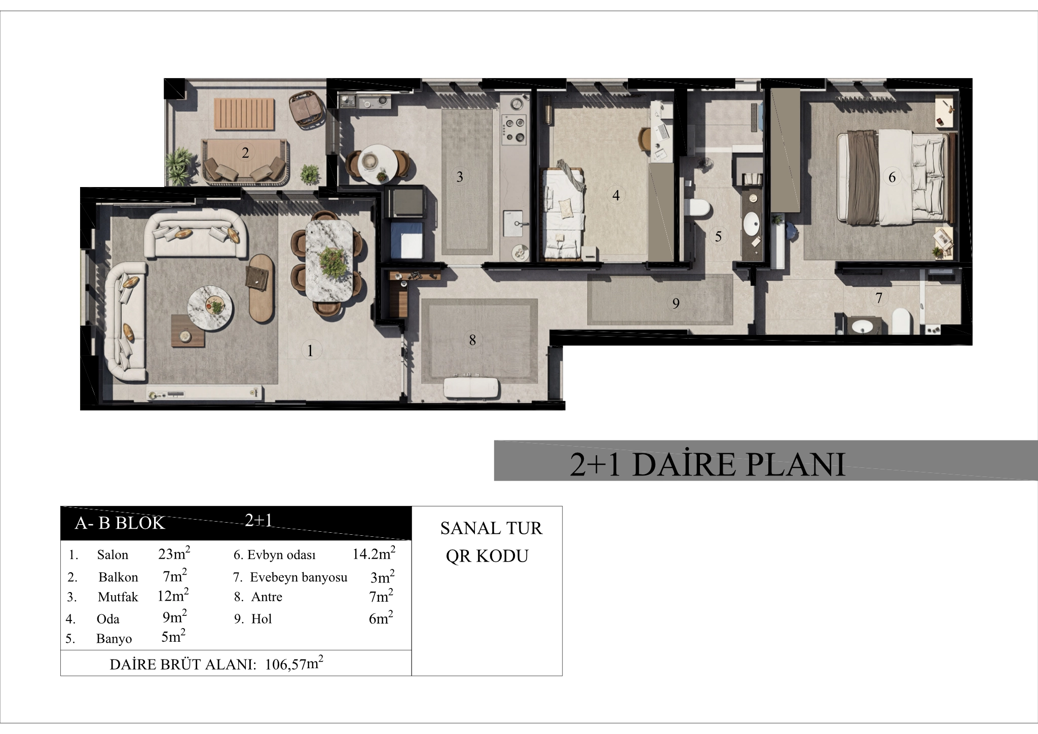 LUVA 2+1 Daire Kat Planı